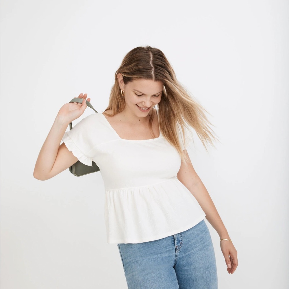 Madewell Knit Lightspun Ruffle-Hem Top